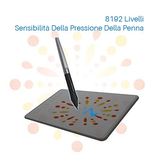 Dpofirs PW201 Penna Stilo Senza Batteria Per Tavolette Grafiche – Sensibilità 4096, 2 Pulsanti, Compatibile Con H430P, H640P, H950P, H1060P