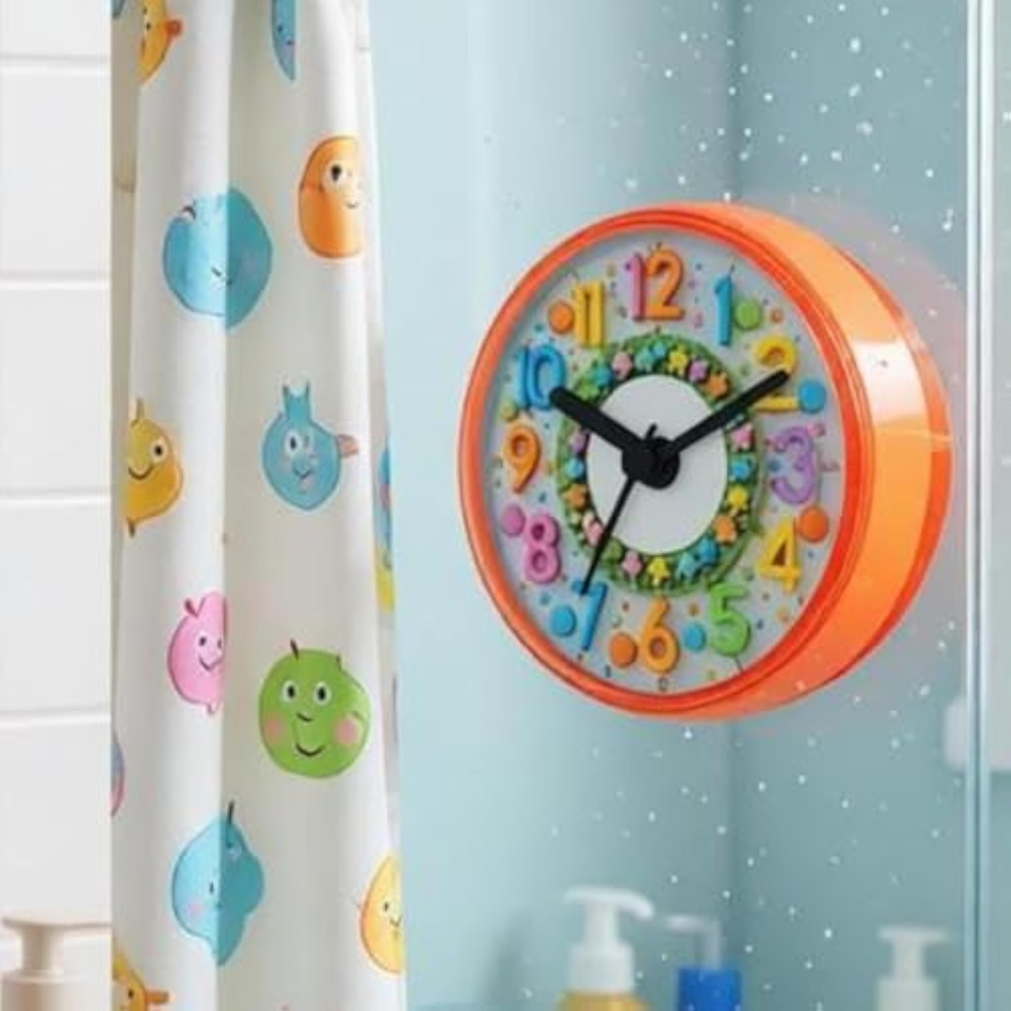 Cute Water Resistant Bathroom Shower Clock, Fun Design
