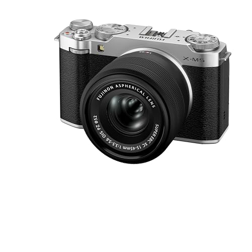 Fujifilm X-M5 26.1MP APS-C X-Trans CMOS 4 with 15-45 f/3.5-5.6 Lens|Retro Style mirrorless Compact Travel Camera|6.2k vlogging|High Speed Recording FHD 240fps|Advance AF for Street/Lifestyle - Silver view 1