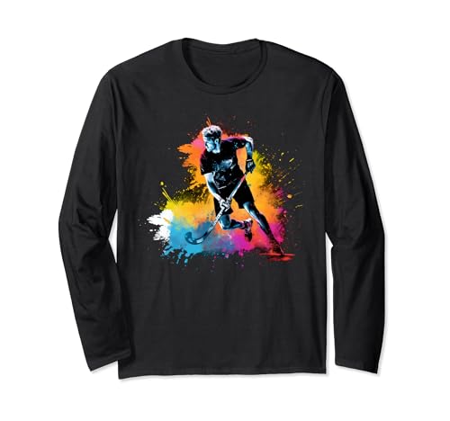 Colorful Field hockey player Boy on Mens Field Hockey Long Sleeve T-Shirt