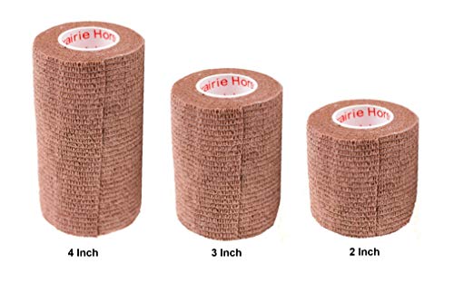 Image of Vet Wrap Tape (Brown) (2 Pack) (4 Inch x 15 feet) Self Adhesive Adherent Adhering Cohesive Flex Self Stick Bandage Grip Roll Dog Cat Pet Horse