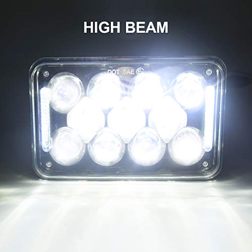 2Pcs 60W 4X6 Led Headlights Rectangular Headlamps Replace H4651 H4652 H4656 H4666 H6545 Compatible With Peterbilt Kenworth Freightliner-Black… #TOP4