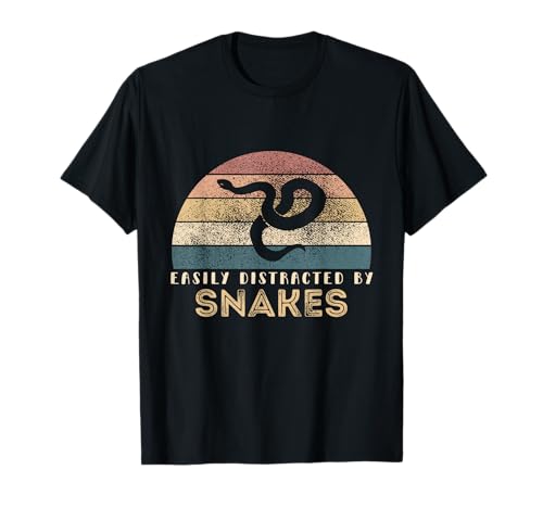 Retro Vintage Easily Distracted By Snakes Funny Snake Lover Camiseta