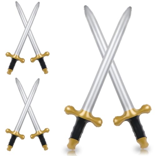 TOSAMZOO 6 Pcs Inflatable Swords 24in Inflatable Pirates Swords Pirate Party Supplies for Theme Party Birthday Swimming Pool Party Cosplay Halloween Costume Accessories Stage Props (Gold)