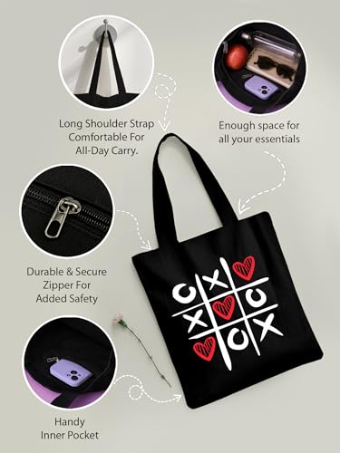 Image of DOODLE Premium Canvas Tote Bag for Women with Zip and Inner Pocket for Shopping, Office, Travel and Daily Use