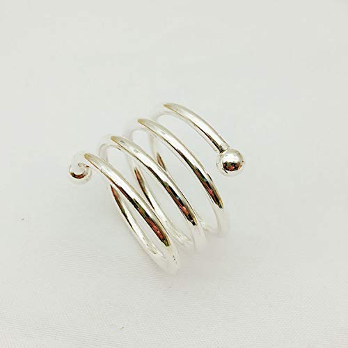 Metal Silver Napkin Ring Set of 6, Spiral Serviette Holder Gold Silver Buckles Round for Christmas Dinner Wedding Birthday Party Family Gathering Table Decoration