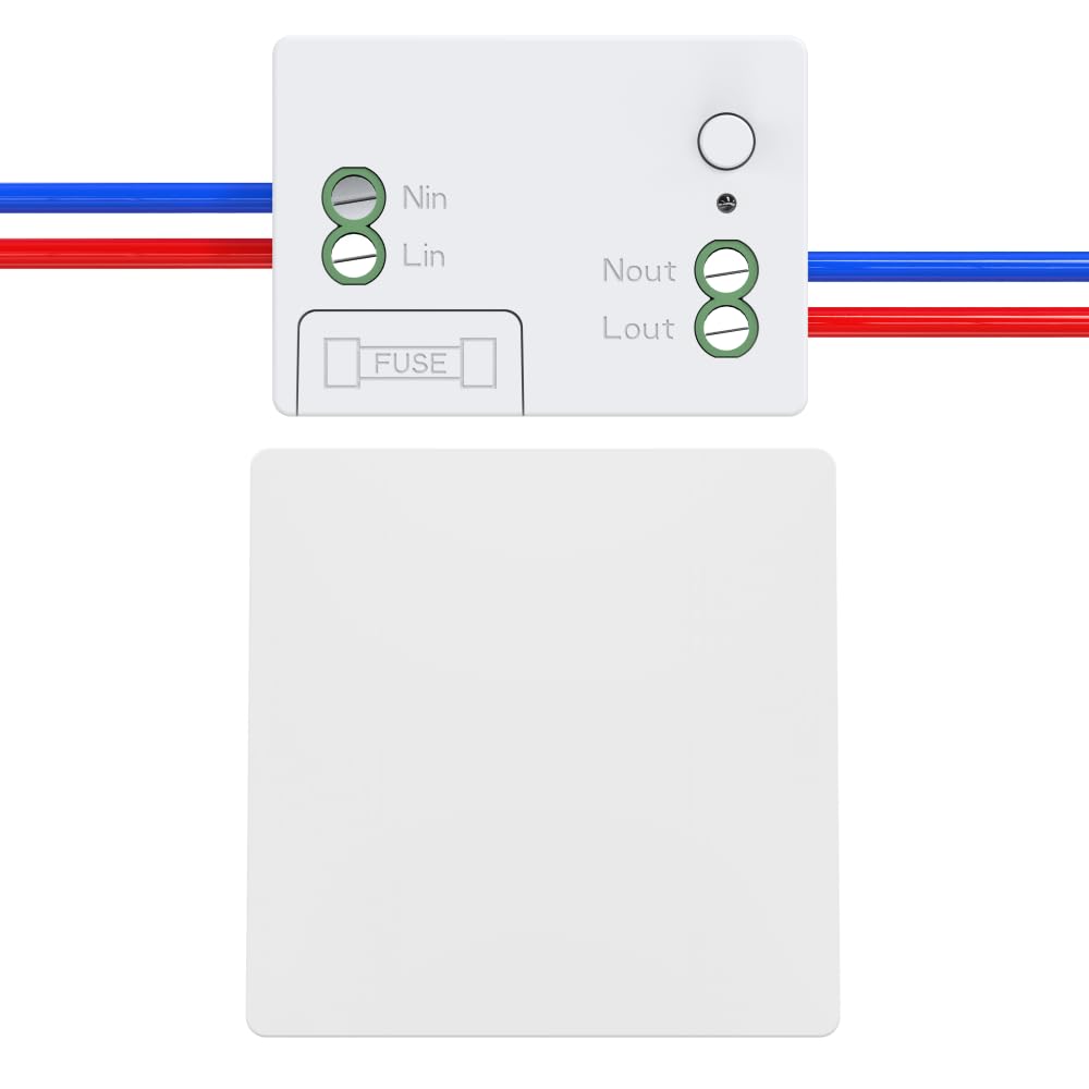 Cerhot RF433 - Interruttore senza fili, kit radio interruttori senza fili, per illuminazione, interruttori cinetici senza fili, senza batteria, telecomando a pulsante (1Gang 1V1 White)