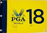 MAX HOMA ADAM SCOTT SIGNED 2024 PGA CHAMPIONSHIP GOLF PIN FLAG VALHALLA U.S. OPEN AUTOGRAPH BAS J70
