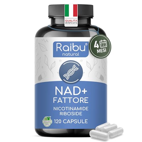 NAD+ Integratore - 300 mg di Nicotinamide Riboside per capsula, Fornitura 4 Mesi - NAD Booster - Energia e Riduzione della Stanchezza - Supporto al Sistema Nervoso - 120 Capsule Vegane
