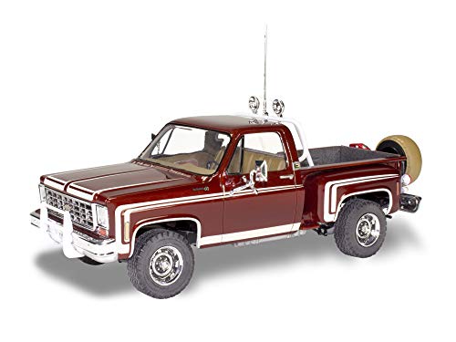 Revell 85-4486 1976 Chevy Sport Stepside Pickup 4X4 Model Truck Kit 1:24 Scale 102-Piece Skill Level 4 Plastic Model Building Kit, Red #TOP1