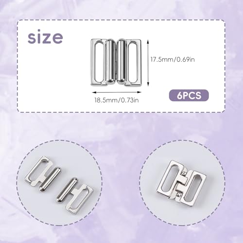 Wzttdm 12 Pairs Bikini Clasp, Alloy Bra Buckle, Bra/Bikini Hook Closure, Bra Clasp Replacement Part, Front Closure Hook & Clasp Fasteners for Lingerie Sewing Bra Swimwear Clip Making - Thumbnail 3