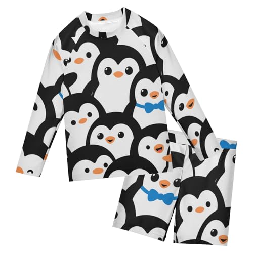 Traje de baño de dos piezas de pingüino para evitar quemaduras solares en niños