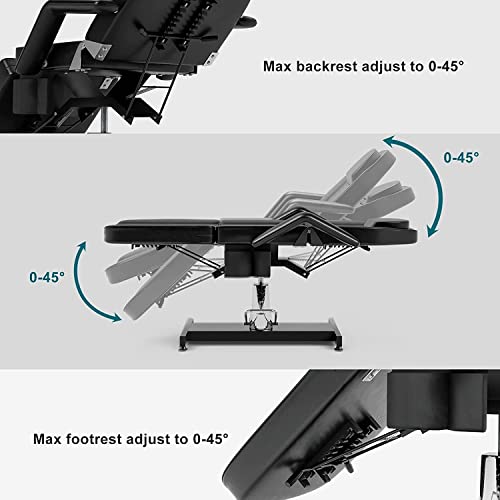 Okakopa Hydraulic Tattoo Chair, Height Adjustable Spa Beds For Esthetician Chair Hydraulic Tattoo Bed Facial Beds For Esthetician Table, W/Heavy Duty Pump (Black) #TOP3