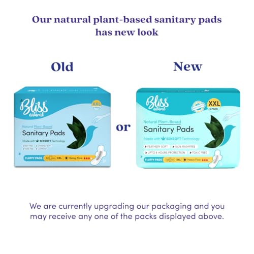 Image of BLISSNATURAL XXL Sanitary Pads for Women (Pack of 18) Sanitary Napkins for Heavy Flow | 100% Rash Free and Leak Proof Protection | Pack of 3 (6 Pads Each)