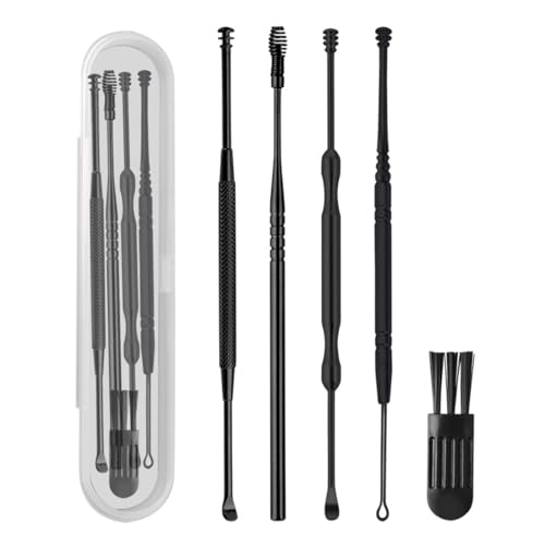 5 Pezzi Pulisci Orecchie, Pulisci Orecchie in Acciaio Inossidabile, per Adulti e Bambini Pulizia Dellorecchio