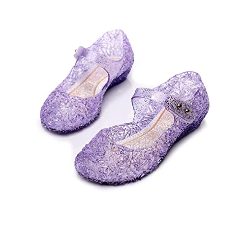 Sittingley Girls Princess Blue Sandals Elsa Mary Jane Dance Party Cosplay Birthday Shoes For Little Girls Toddler (Purple, Numeric_13) #TOP3