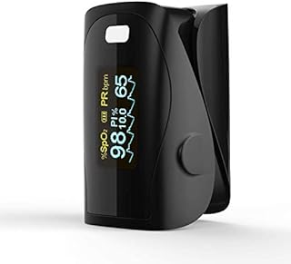 Pulse Oximeter PRCMISEMED Pro Sports and Aviation Finger-Unit Spot Check Oxygen Monitor Finger with Lanyard (OLED,Black)
