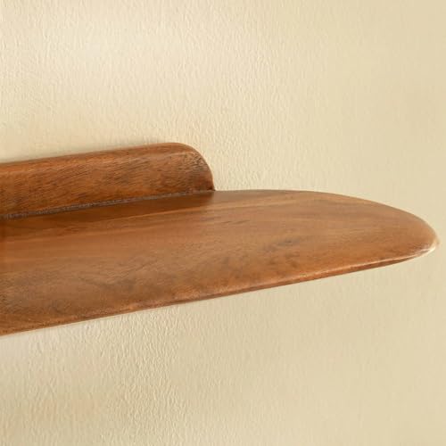 Image of Ellementry Slim Wooden Wall Shelf for Living Room, Bedroom & Hallway | Mango Wood Decorative Floating Shelf for Home Decor & Storage