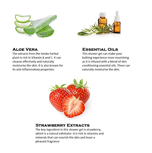 Image of Aloe Veda Luxury Strawberry Body Shower Gel with Vitamin E for Women & Men- 300 ml