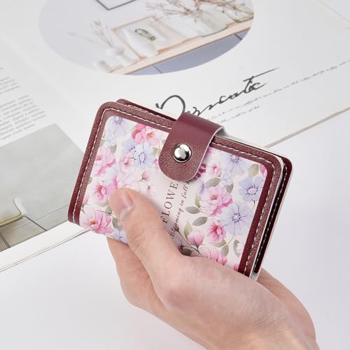 Image of RNIEGA Card Holder for Women Small Womens Wallet Vegan Leather RFID Blocking Transparent Card Case with 22 Slots