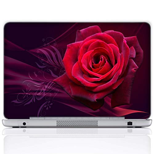 Meffort Inc 17 17.3 Inch Laptop Notebook Skin Sticker Cover Art Decal (Included 2 Wrist pad) - Big Red Rose