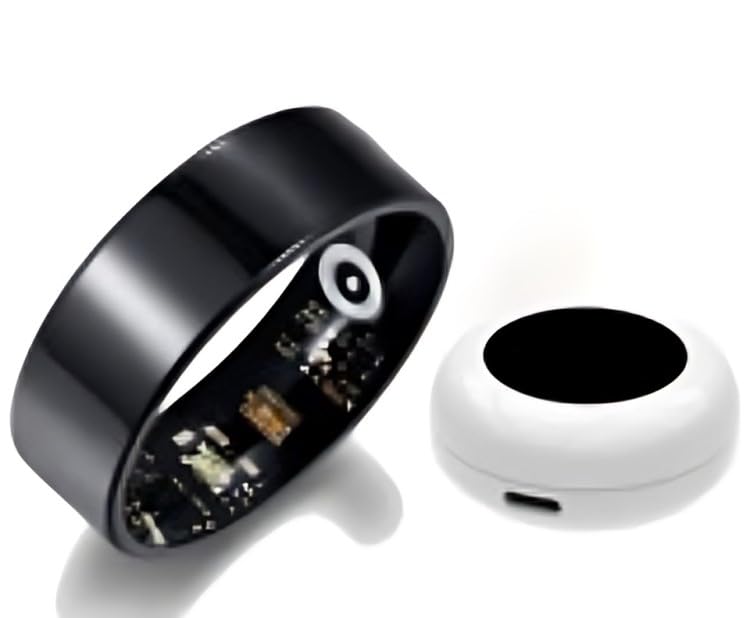 Smart Fitness Ring – Health & Activity Tracker Ring with Heart Rate Monitoring, Sleep Tracking, 5ATM Waterproof & Charging Case (Size-8) (Black+White Base)-image-20