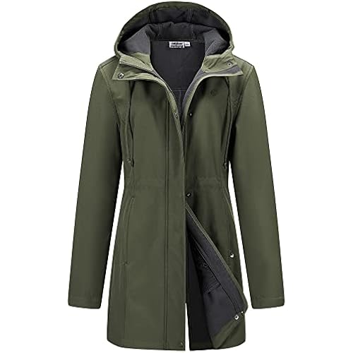 Outdoor Ventures Women's Waterproof Fleece Lined Hooded Softshell Rain Coat