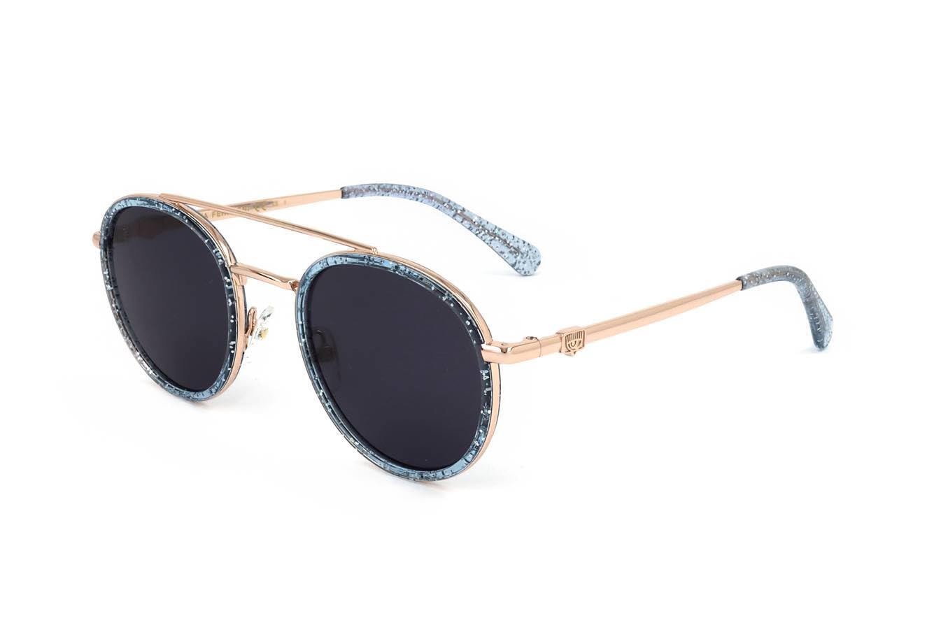 CHIARA FERRAGNI Womens CF 1004/S Sunglasses 50 Ws7/Ir Azure Glitte
