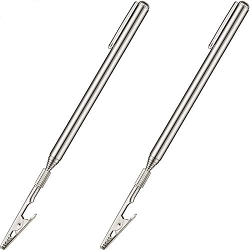 Image of Mudder 2 Pcs Telescoping Clip Telescopic Metal Wire Clamp with Pen Bracelet Helper Tool Extendable for Mechanics Automobile Repair Jewelry Fix Range 8.27-36 inch