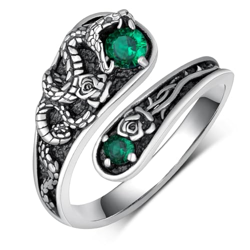 Witches Knot/Just Breathe/Snake/Dragonfly Ring 925 Sterling Silver Spoon Ring Adjustable Thumb Open Ring for Women