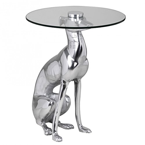 Wohnling Design Deko Beistelltisch Figur Dog aus Aluminium Farbe Silber