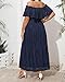 Plus Size Wedding Guest Dresses Formal Navy Blue Off The Shoulder Maxi Boho Graduation Casual Long Lace Sundress 2024