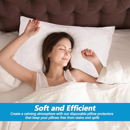 image for Ptwola 100PCS Disposable Pillow Case Covers, Soft Non-Woven Fabric Cov