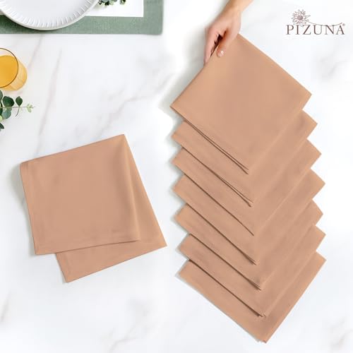 Image of Pizuna 100% Cotton Dinner Napkins 14x14 inch (Set of 8), 400 Thread Count Long Staple Cotton Sateen Weave Premium, Durable & Soft Table Napkins (Peach Napkins for Dining Table)