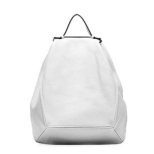 Large Vintage 100% Genuine Leather Backpack Purse for Women Soft Classic Rucksack Knapsack Ladies (White)