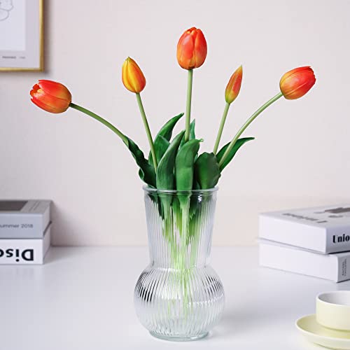 WAKISAKI 16-inch Premium Real Touch Fake Tulips, Artificial Flowers with Buds, Flexible Stem Easy to Shape