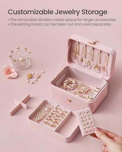 Image of SONGMICS Travel Jewelry Organizer, 2-Layer Portable Jewelry Box Case