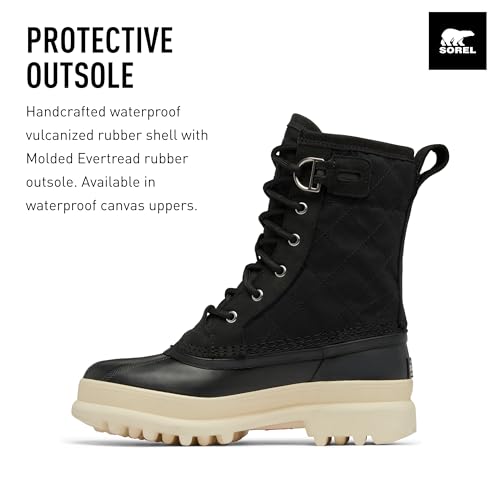 SOREL Women's Caribou Royal Waterproof Boot - Black, Chalk - 103