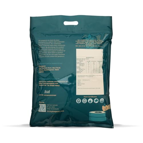 Image of GirOrganic Stoneground 5 kg Khapli Wheat Atta /Flour | Nutrient-Rich Flour for Sourdough, Rotis, and More | Organic, High Protein & Fiber, Sugar Control, Easy Digestion | 100% Whole Emmer Wheat