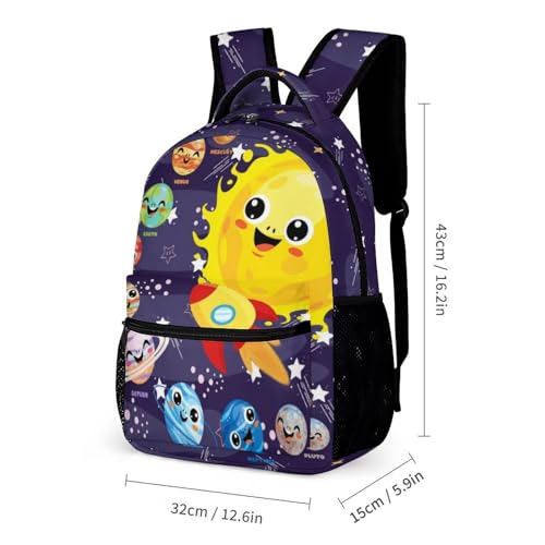 Solar System Backpack with Lunch Box & Pencil Case for Kids Girls Boys School, 16 Inch Cute Planet Bookbag, School Backpack for Students Children, Lightweight, Large Capacity2