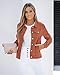 Luvamia Womens Fashion Button Down Stretch Long Sleeves Jean Jacket - Orange Rust - Trendy Women's Jean Jacket - Size 12/14