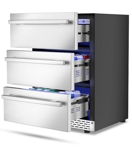 3-Drawer Outdoor Beverage Refrigerator Holds 180 Cans