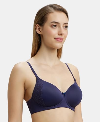 Image of Jockey 1816 Women Wirefree Padded Soft Touch Microfiber Elastane Stretch Full Coverage T-Shirt Bra with Lace Styling