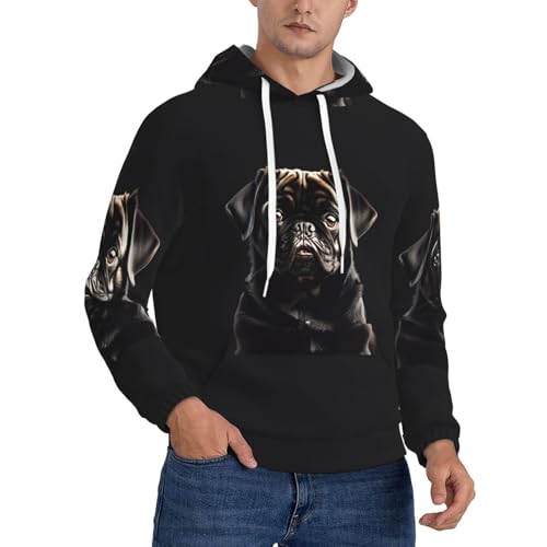 Sweat à capuche carlin noir homme : le cadeau idéal et chaud pour Noël