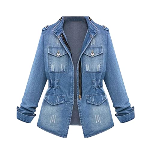 Veste en jean pour femme coupe ample confortable pour camoufler les formes