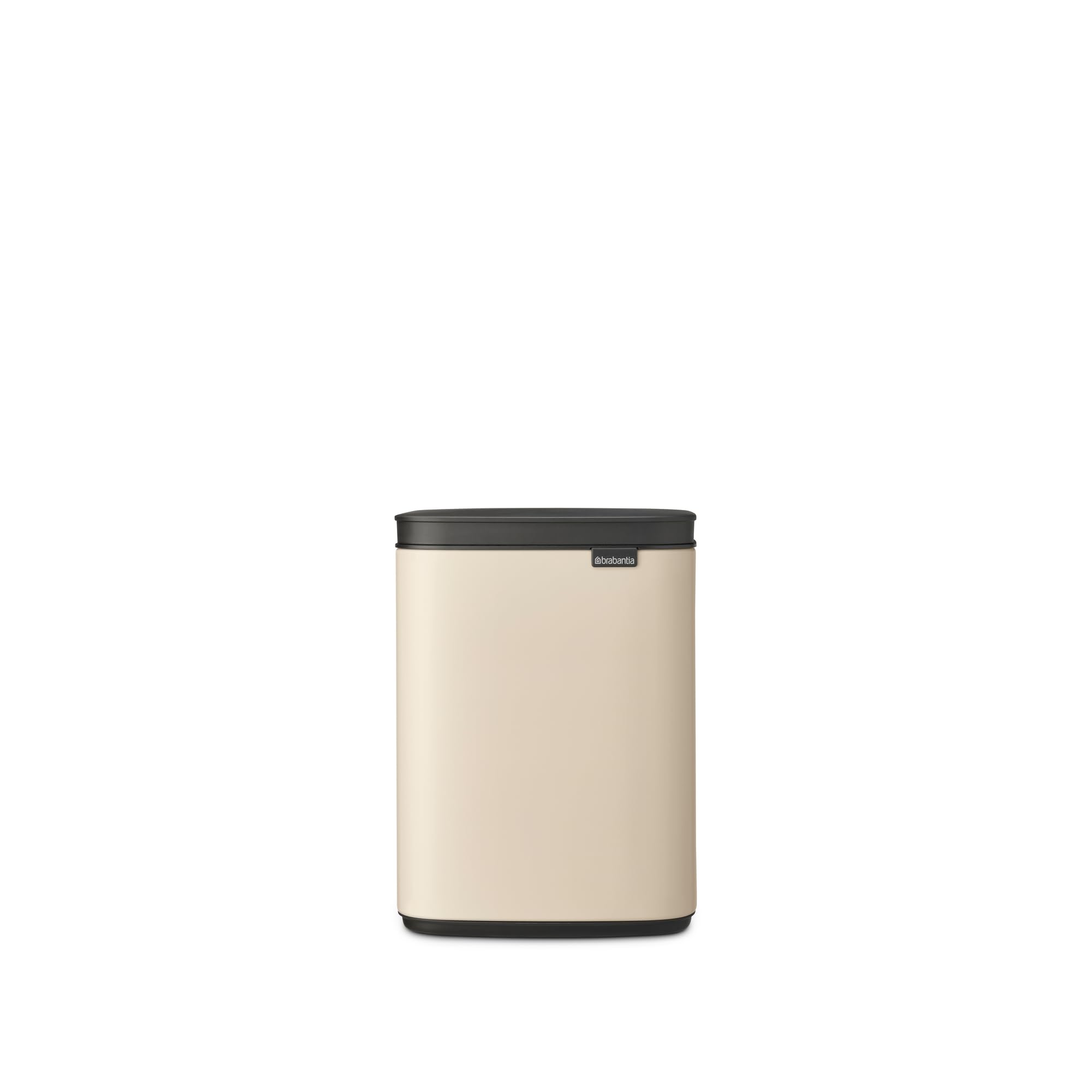 Brabantia Cubo de basura Bo 4L Cubo rectangular, compacto, tapa de cierre suave y cubo interior extraíble | Diseño para montaje en pared o independiente para baño, cocina u oficina | Soft Beige