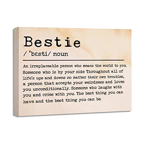 Peinture sur toile Bestie Word cadre déco pour célébrer l'amitié