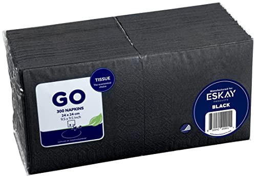 Black Beverage Napkins, 2-Ply Disposable Paper Napkins-Bar, Cocktail, Weddings, Birthday, Eu Made, (300 Count) #TOP5