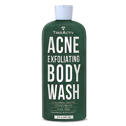 TreeActiv Acne Exfoliating Body Wash - Exfoliating Body Acne Wash for Back, Chest, Shoulder, and Butt Acne Removal - Back Acne Treatment For Women and Men - Back Acne Body Wash With Tea Tree Oil