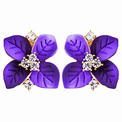 Navachi 18k Gold Plated Colorful Crystal Purple Enamel...